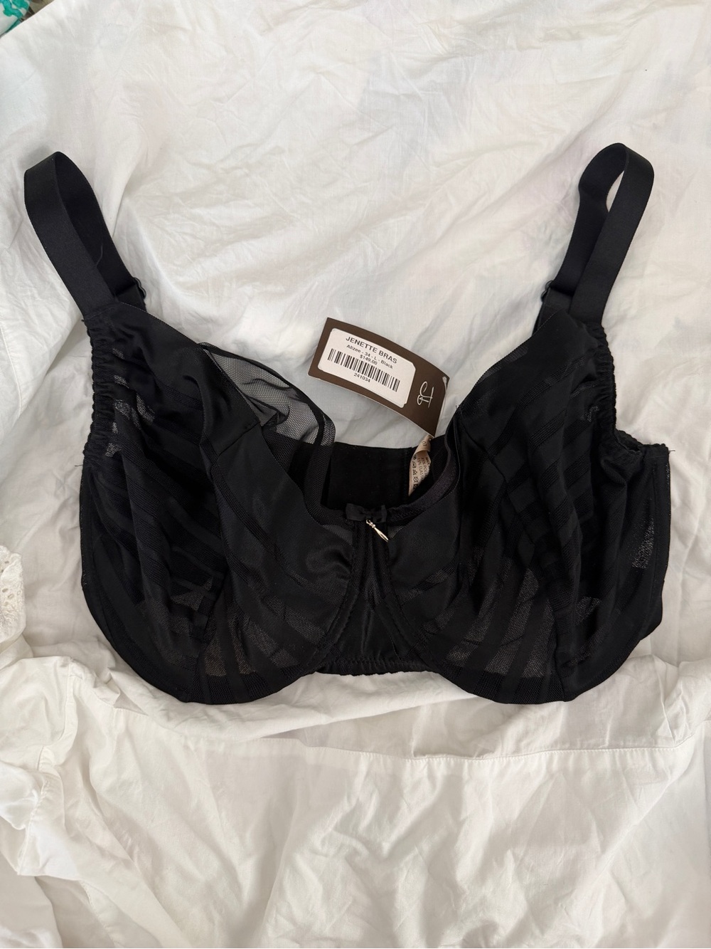 NWT Nessa bra Alizee black unlined seamed cup 34 L new unused